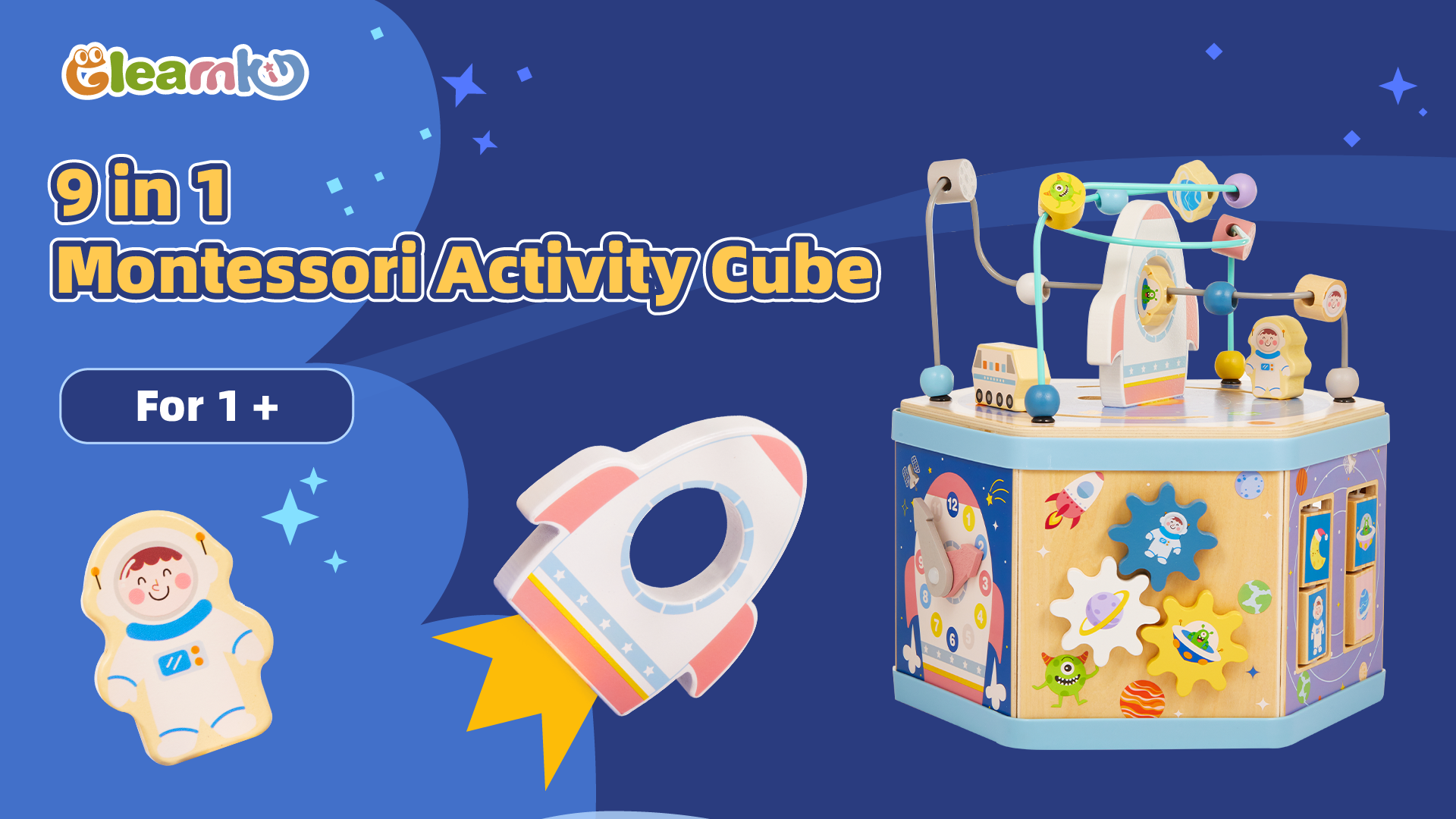 Amazon.com: Gleamkid Large Wooden Space Activity Cube Toys, 9-in-1